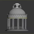 Detailed Architectural Dome Structure Model With Decorative Top And Columns