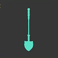 White Metal Shovel With Long Handle And Reflective Blade On Dark Surface