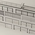 Various Modern Style Railings With Metal Frames Glass Panels And Different Design Structures 3d model
