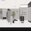Modern Clothing Store Interior With Mannequin Display Racks White Counter Plants And Mirror