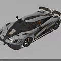 White High Performance Sports Car With Streamlined Body Black Accents And Rear Spoiler