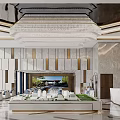 Luxurious Modern Sales Office Interior With Showcase Model And Crystal Chandelier