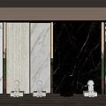 Modern Marble Wall Panels In White Black And Gold With Decorative Statues