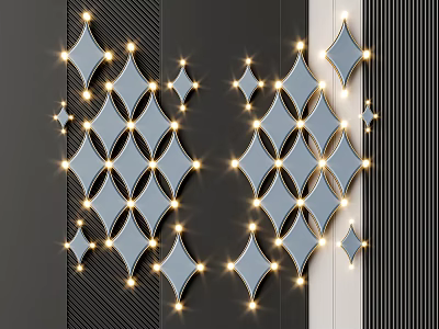 Modern Wall Decor With Diamond Pattern And Illuminated Lights On Dark Background 3d model