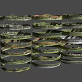 Layered Circular Landscape Artwork Featuring Trees Grass And Small Rural Buildings 3d model