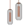 Modern Transparent Glass Pendant Lights With Copper Internal Structure And Cylindrical Design