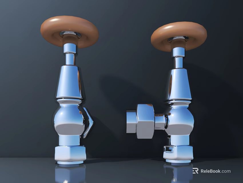 Two Silver Hardware Tools With Brown Round Handles And Polished Metal Design 3d model 