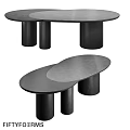 Modern Minimalist Dining Table With Irregular Top And Cylindrical Legs Design