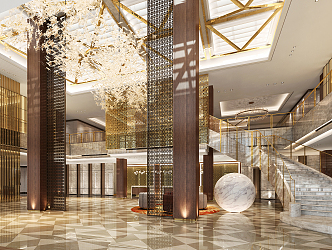 postmodern lobby hotel lobby 3d model