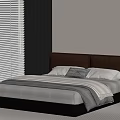 Modern Double Bed With Brown Leather Headboard White Pillows And Gray Cushion