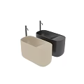 Modern Matte Black And Beige Washbasins With Tall Faucet And Elegant Design
