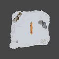 Low Poly Orange Fox Walking On Snowy Ground With Rocks And Grass