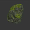 Gray Rock With Green Moss And Detailed Surface Texture On Gray Background