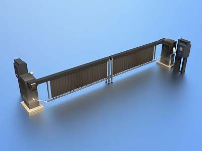 Automatic Road Barrier Security System With Control Unit And Metal Rail 3d model