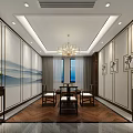 Modern Chinese Elegant SPA Sauna Lounge Area With Sofa Chandelier Wooden Floor And TV