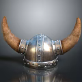 Viking Weapon Helmet With Horned Design And Metal Riveted Construction