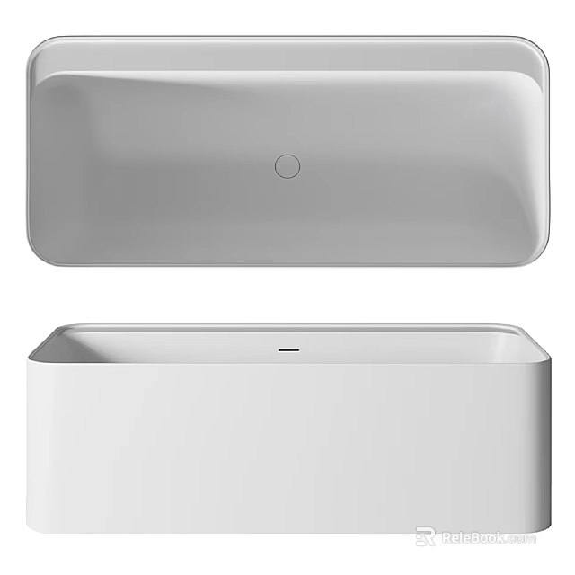 Modern Minimalist White Ceramic Wash Basin with Sleek Rectangular Design and Smooth Surface 3d model 