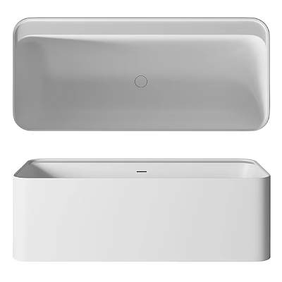 Modern Minimalist White Ceramic Wash Basin with Sleek Rectangular Design and Smooth Surface 3d model
