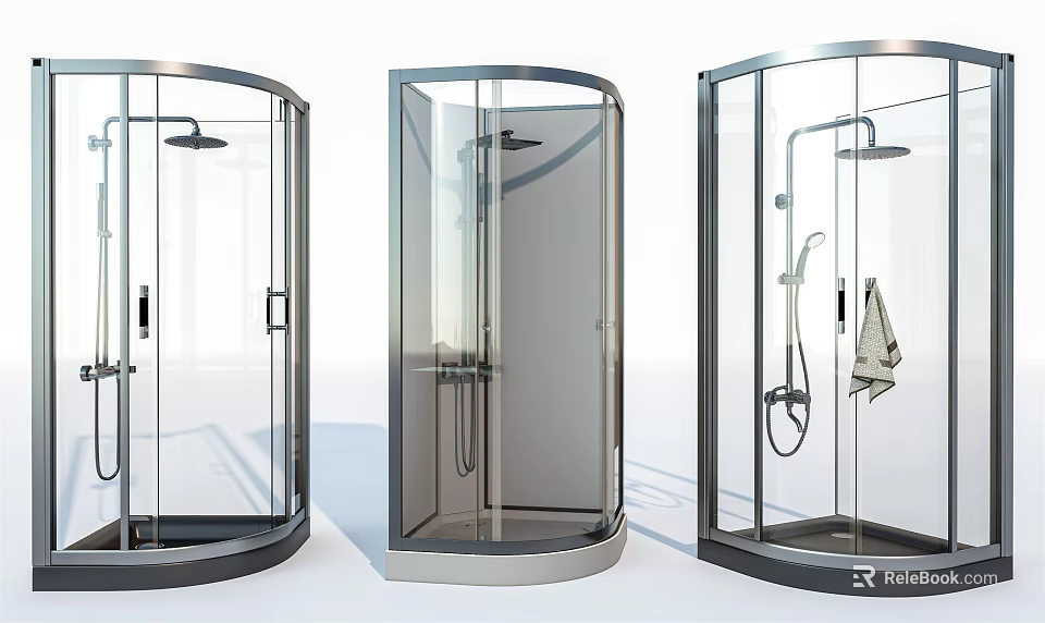 Modern Shower Sauna Enclosures With Glass Doors And Various Stylish Designs 3d model 