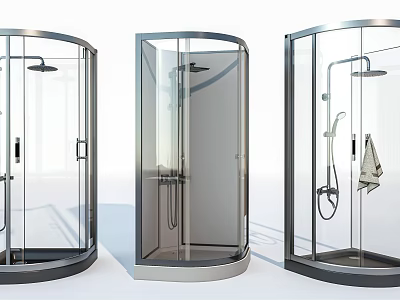 Modern Shower Sauna Enclosures With Glass Doors And Various Stylish Designs 3d model