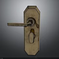 Brass Door Handle With Vintage Design And Lock Plate For Hardware Tools 3d model
