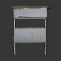 Vintage Office Desk with Green Worn Wooden Top and Metal Legs Two Tier Design