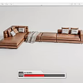 Modern Sectional Sofa With Gray Brown Upholstery Cozy Cushions And Soft Throw Blanket