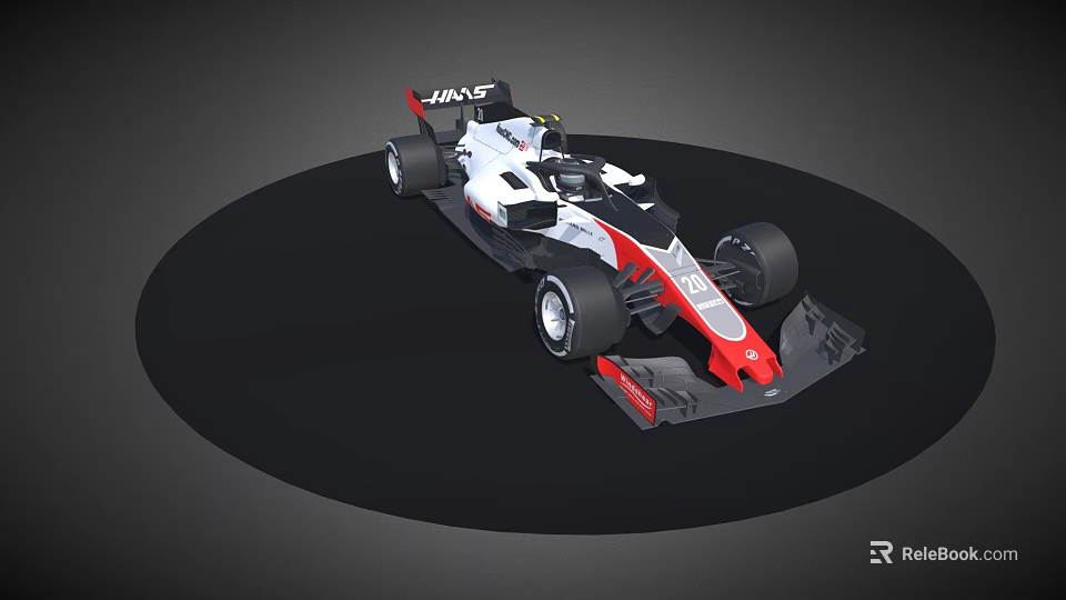 JANS F1 Racing Car In Red And White With Aerodynamic Body And Large Tires 3d model 