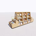 Wooden Display Shelf With Multi Tiered Design For Plates Books And Boxes