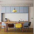 Modern medieval home dining table and chair combination 3d model