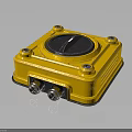 Durable Yellow Square Industrial Device With Circular Top And Bottom Metal Connectors