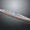 Detailed Warship Water Vehicle with Multiple Cannons and Intricate Deck Structures Design