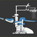 Professional Dental Chair Equipment With Blue Upholstery Instrument Arm And Light