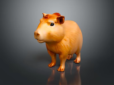 3D Animated Capybara Game Character With Orange Brown Fur Shiny Texture And Standing Pose 3d model
