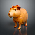 3D Animated Capybara Game Character With Orange Brown Fur Shiny Texture And Standing Pose