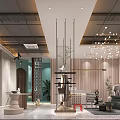 Elegant Modern Clothing Store Interior With Clothing Racks And Pendant Lights