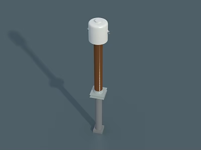 Industrial Equipment Featuring White Top Brown Cylindrical Part And White Square Base At Bottom 3d model