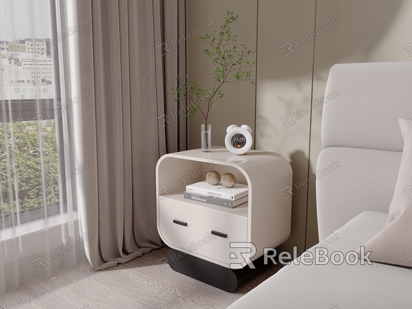 Modern bedside table cream side table model