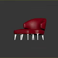 Stylish Red Armchair and Ottoman with White Legs Modern Design Elements