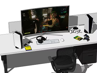Modern computer desk computer game e-sports chair 3d model
