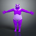 Game Movie Character With Purple And White Design Panda Appearance Chubby Body Arms Outstretched