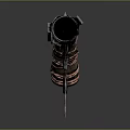 Steampunk Weapon Design Featuring Metal Leather Coiled Wire and Spikes 3d model