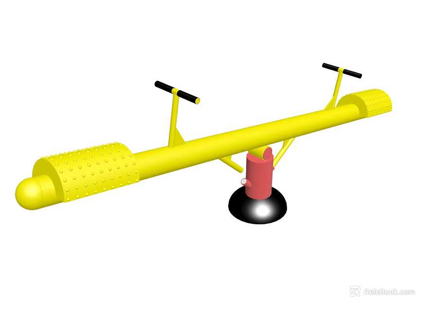 Yellow Playground Seesaw Equipment With Black Handles And Red Base For Kids Outdoor Use 3d model 