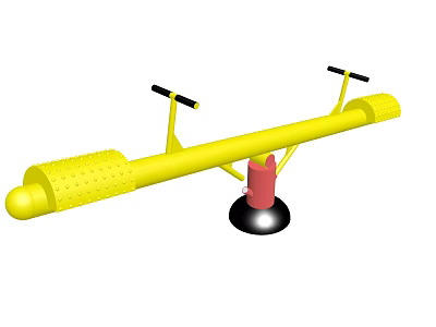 Yellow Playground Seesaw Equipment With Black Handles And Red Base For Kids Outdoor Use 3d model