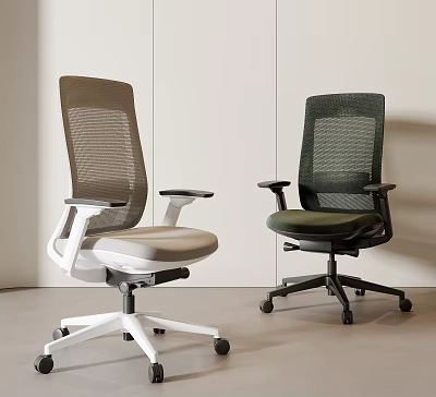 Two Modern Ergonomic Office Chairs With Mesh Back And Comfortable Seats 3d model