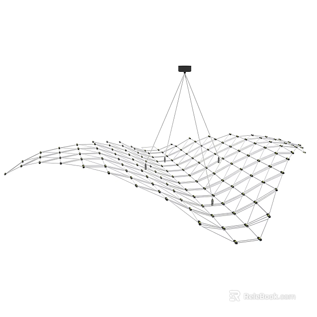 Unique Shaped Chandelier with Geometric Mesh Structure and Modern Artistic Design 3d model 