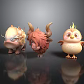 Adorable 3D Cartoon Animal Characters With Horns Fluffy Fur And Wings