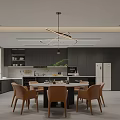 Modern Minimalist Open Concept Dining And Living Space With Integrated Kitchen And Stylish Pendant Light