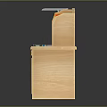 Wooden Home Office Desk With Bookshelf Calendar Open Notebook Pens And Drawer
