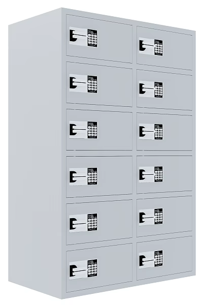 Metal Storage Lockers With Multiple Compartments And Lockable Doors For Organized Storage 3d model